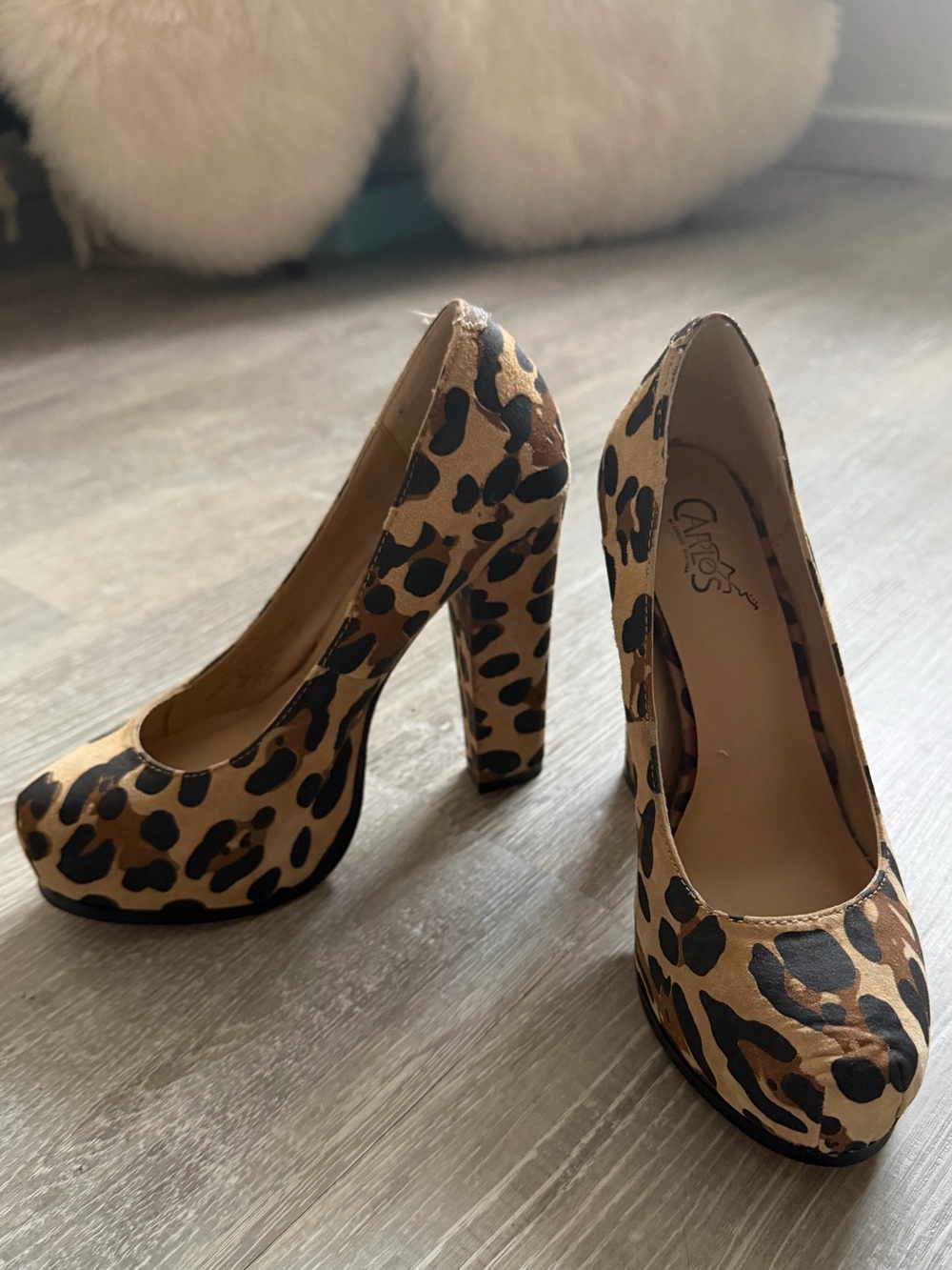 Carlos by Carlos Santana Leopard-Print Platform Pumps in Tan and Black